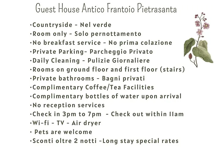 Guest House Antico Frantoio Pietrasanta Affittacamere